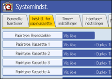 Illustration af betjeningspanelets skærm
