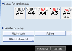 Illustration af betjeningspanelets skærm