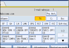 Illustration af betjeningspanelets skærm