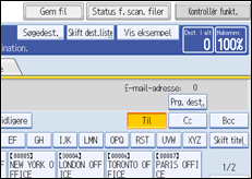 Illustration af betjeningspanelets skærm