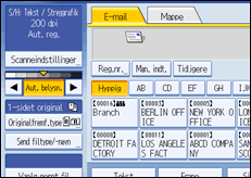 Illustration af betjeningspanelets skærm