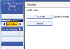 Illustration af betjeningspanelets skærm