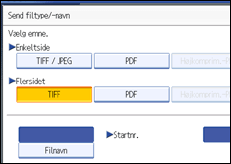 Illustration af betjeningspanelets skærm