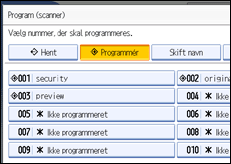 Illustration af betjeningspanelets skærm
