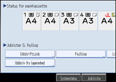 Illustration af betjeningspanelets skærm