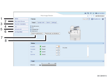 Darstellung der Webbrowseranzeige mit numerierter Abbildung