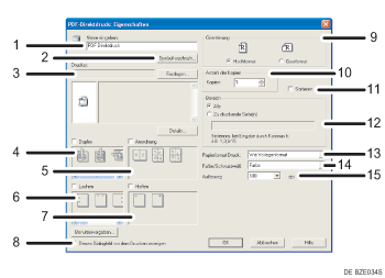 Die Abbildung zeigt die Anwendungsansicht anhand durchnummerierter Illustration