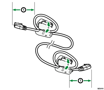 ilustración del cable de Ethernet con núcleo de ferrita 