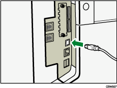 ilustración de la conexión del cable del interfaz USB