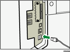 ilustración de la conexión del cable del interfaz USB