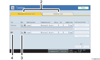 Käyttöpaneelin numeroitu näyttö