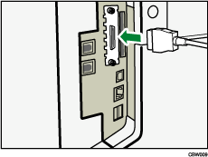 Illustration du raccordement du câble d'interface IEEE 1284