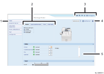 Schermafbeelding van webbrowser (afbeelding met genummerde verklaringen)