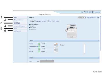 Schermafbeelding van webbrowser (afbeelding met genummerde verklaringen)