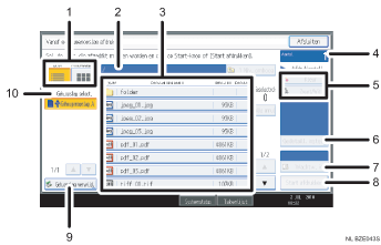 Genummerde afbeelding van het scherm van het bedieningspaneel