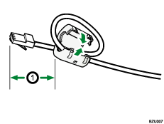 ilustração de cabo Ethernet com núcleo de ferrite 