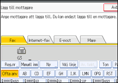 Bild av användarpanelens skärm