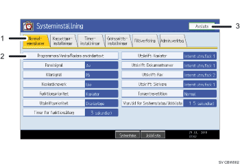 Bild av anv&auml;ndarpanelens sk&auml;rm (numrerade detaljer)