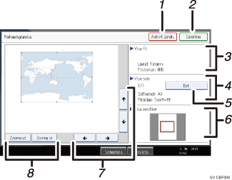 Bild av användarpanelen (numrerade detaljer)