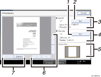 Bild av anv&auml;ndarpanelen (numrerade detaljer)