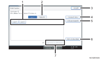 Skjermbildeillustrasjon av brukerpanelet med nummererte bildetekster
