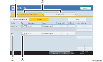 Skjermbildeillustrasjon av brukerpanelet med nummererte bildetekster
