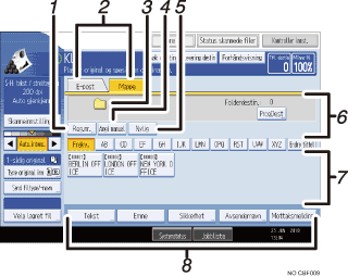 Skjermbildeillustrasjon av brukerpanelet med nummererte bildetekster