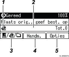 Genummerde afbeelding van het scherm van het bedieningspaneel