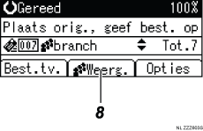 Genummerde afbeelding van het scherm van het bedieningspaneel