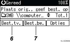 Genummerde afbeelding van het scherm van het bedieningspaneel