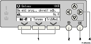 Ilustracja ekranu panelu operacyjnego z numeracją