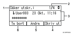 Bild av användarpanelskärm (numrerade detaljer)