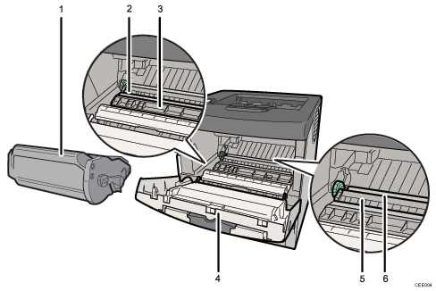 Ilustraci&oacute;n de llamada numerada de ilustraci&oacute;n de impresora