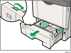 Ilustración de la parte frontal de la impresora