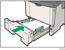 Ilustración de la parte frontal de la impresora