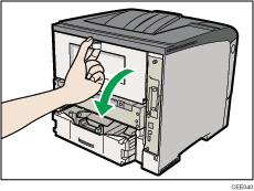 Illustrazione del lato posteriore della stampante