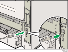 Illustrazione del lato posteriore della stampante