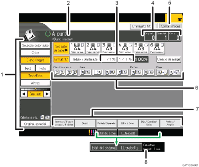Il�lustraci&oacute; explicativa i numerada de la pantalla del panell d'operacions.