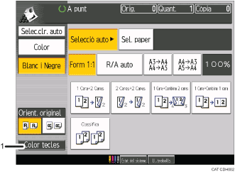 Il·lustració explicativa i numerada de la pantalla del panell d'operacions.