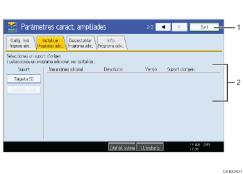 Il·lustració de la pantalla del panell d'operacions (il·lustració de referència numerada)