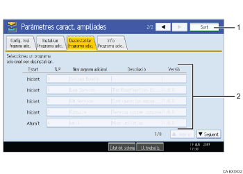 Il·lustració de la pantalla del panell d'operacions (il·lustració de referència numerada)