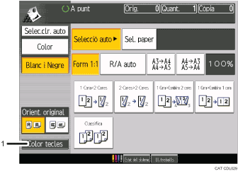 Il·lustració explicativa i numerada de la pantalla del panell d'operacions.