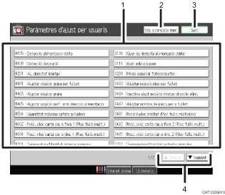 Il·lustració de crida numerada de la pantalla del panell d'operacions