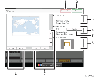 Il·lustració explicativa i numerada de la pantalla del panell d'operacions.