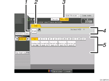 Il·lustració explicativa i numerada de la pantalla del panell d'operacions.
