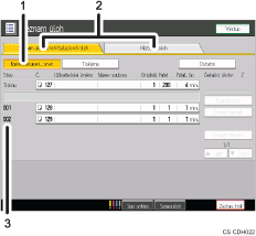 Číslovaná ilustrace ovládacího panelu zařízení