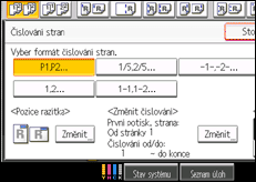 Ilustrace displeje ovládacího panelu