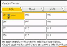 Ilustrace displeje ovládacího panelu