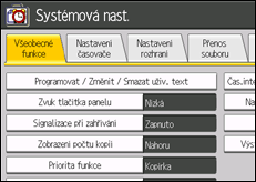 Ilustrace displeje ovládacího panelu