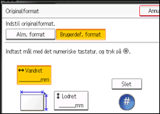 Illustration af skærmen på betjeningspanelet